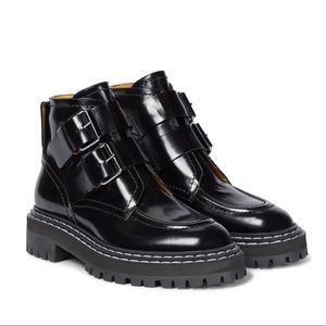 PROENZA SCHOULER Buckled glossed-leather ankle boots